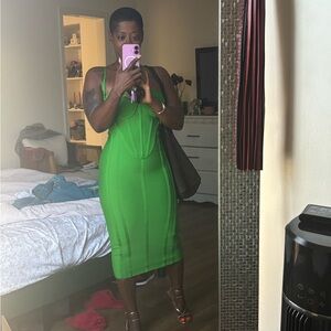 Fashion Nova Vibrant Green Midi Dress